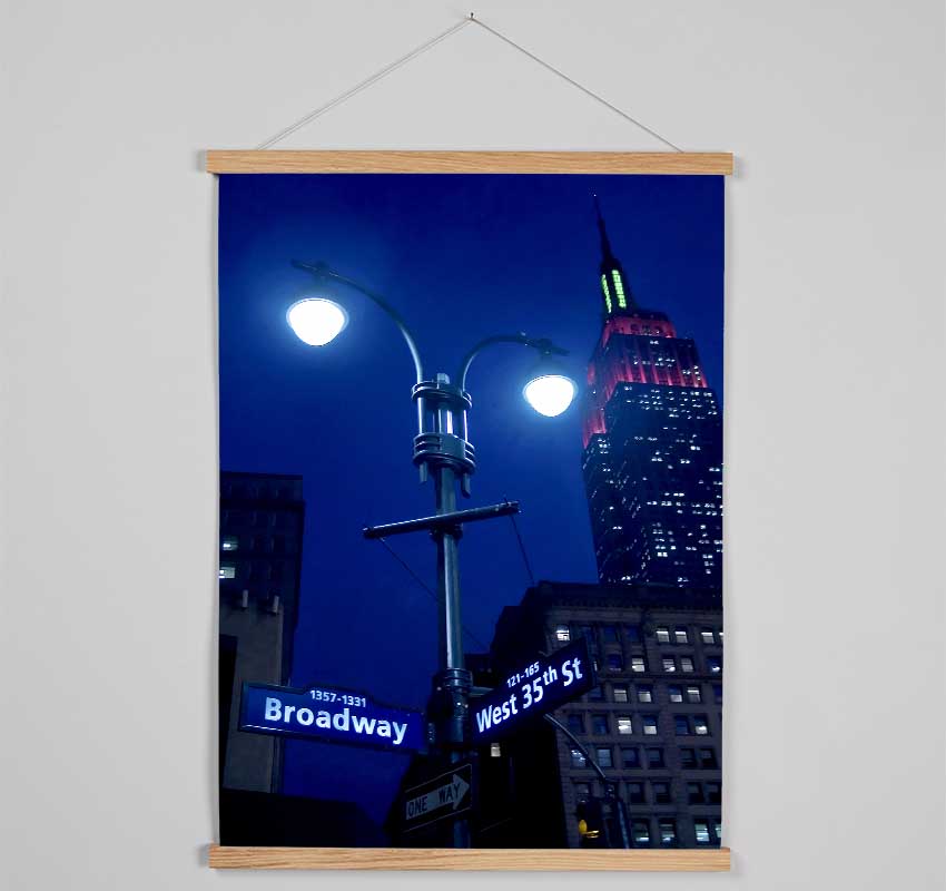 Empire State Building Lights Hanging Poster - Wallart-Direct UK