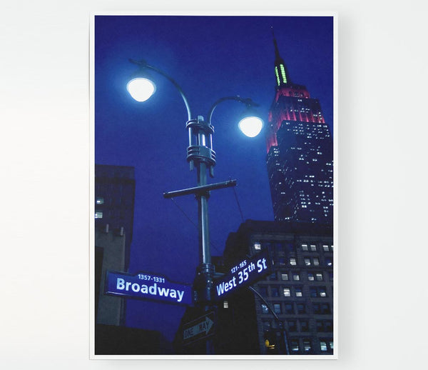 Empire State Building Lights Print Poster Wall Art