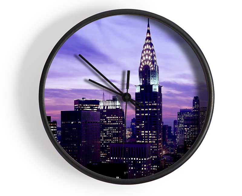 Empire State Building Purple Skys Clock - Wallart-Direct UK