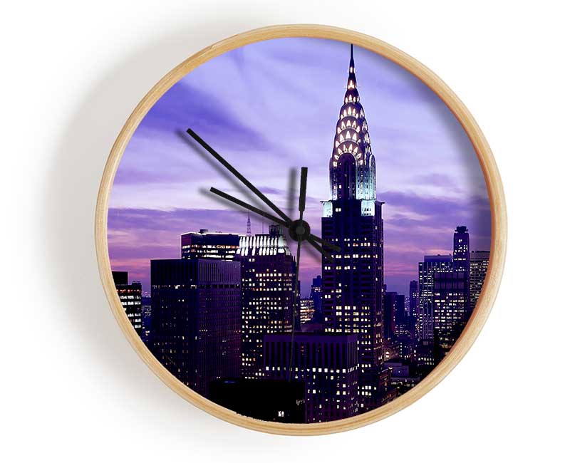 Empire State Building Purple Skys Clock - Wallart-Direct UK