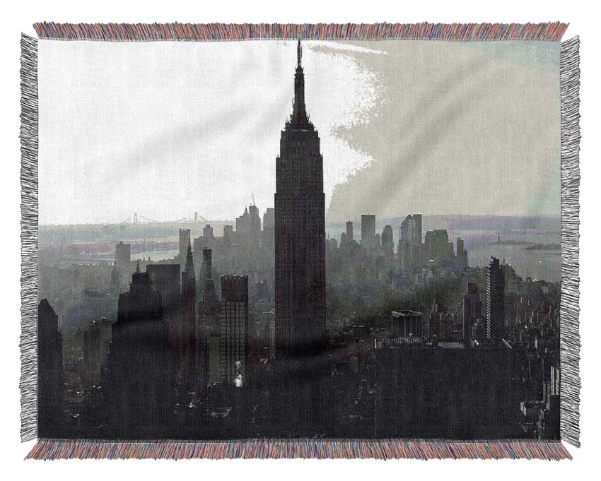 Empire State Building B n W Morning Woven Blanket