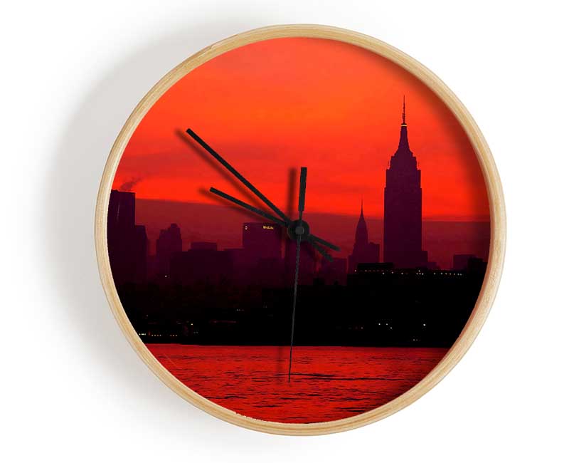 Empire State Red City Clock - Wallart-Direct UK