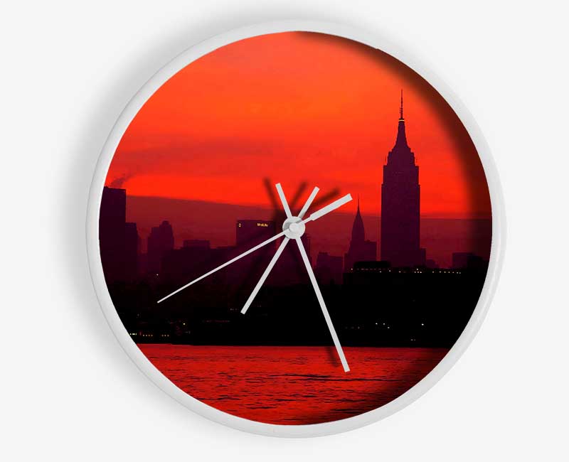 Empire State Red City Clock - Wallart-Direct UK
