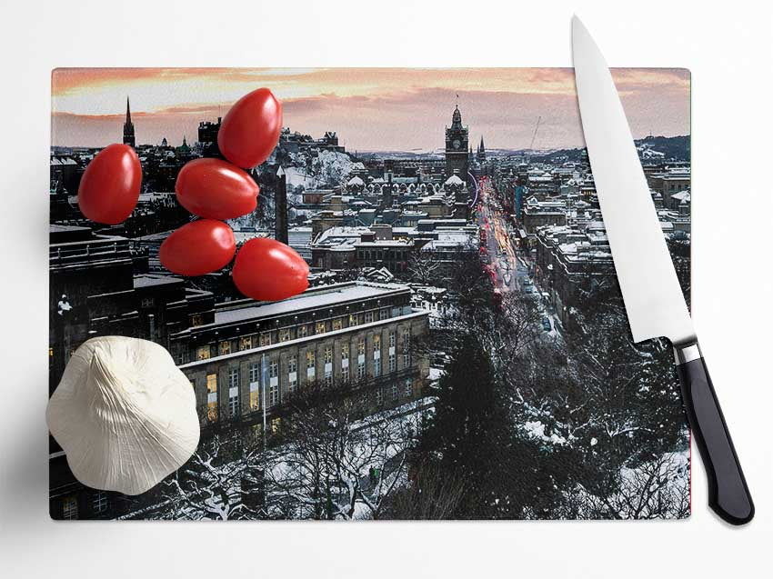 Evening In Edinburgh Glass Chopping Board