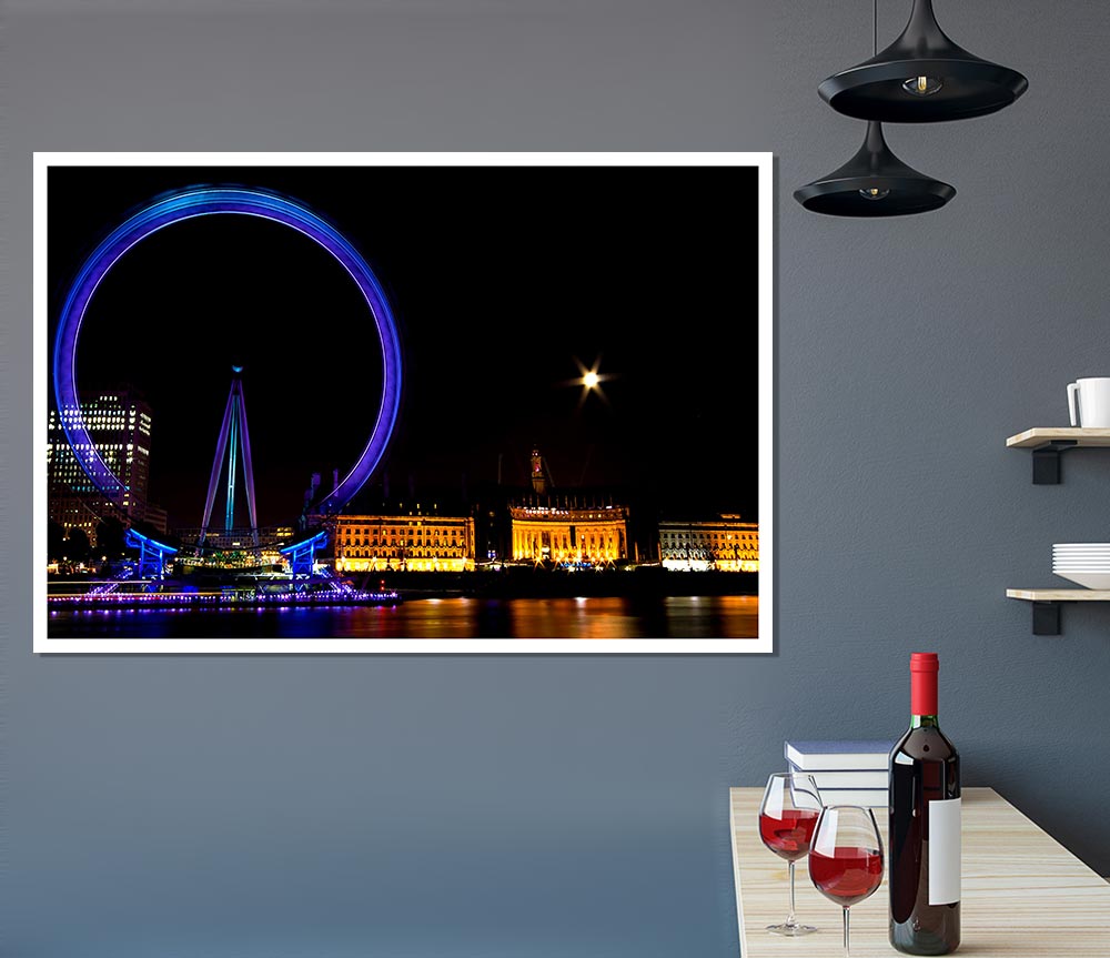 London Eye Blues In London Print Poster Wall Art