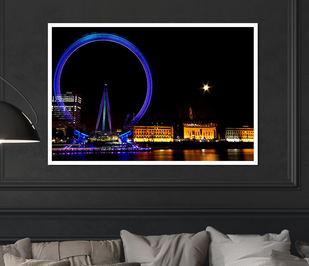 London Eye Blues In London Print Poster Wall Art