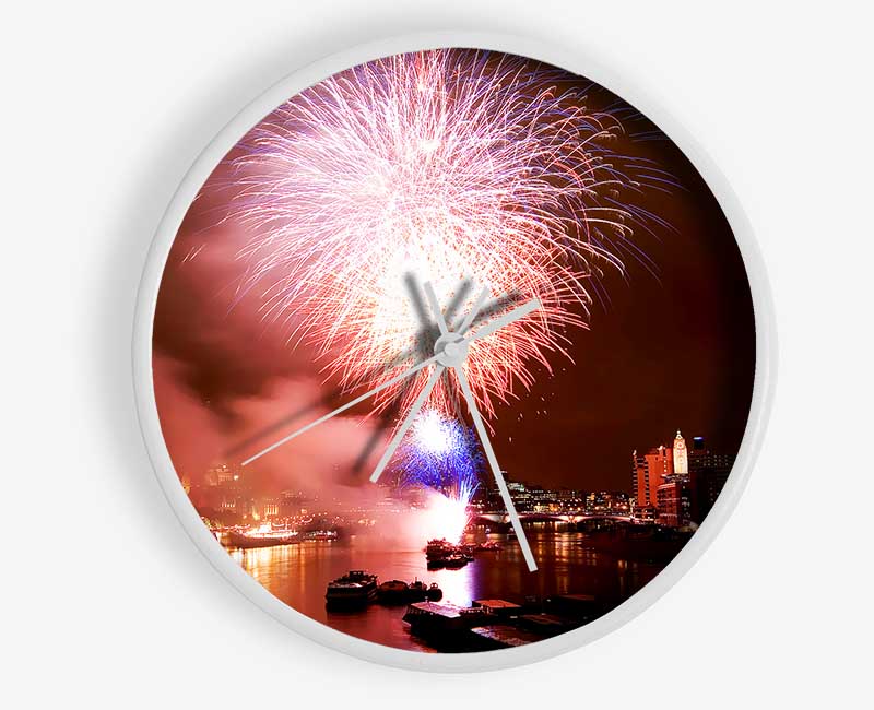 Fireworks On The Thames London Clock - Wallart-Direct UK