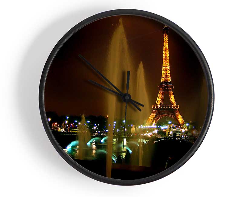 Fountains And Eiffel Tower Clock - Wallart-Direct UK