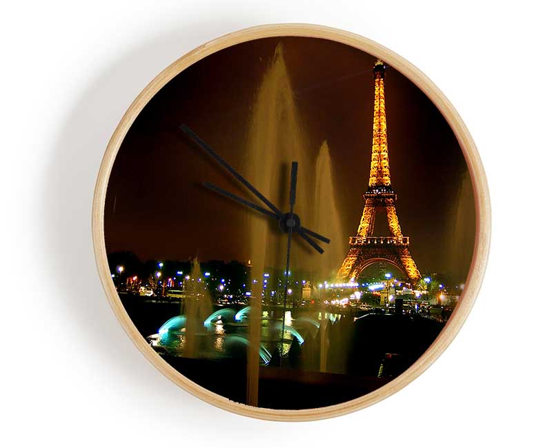Fountains And Eiffel Tower Clock - Wallart-Direct UK