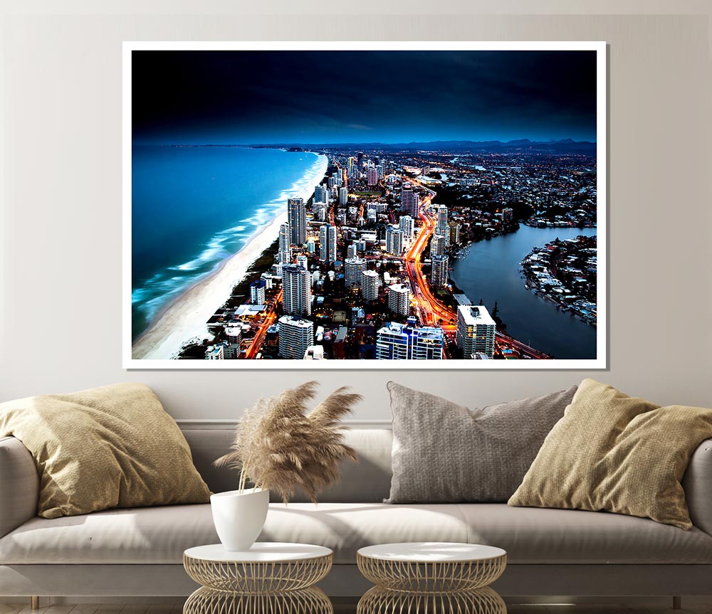 Golden City Coast Print Poster Wall Art