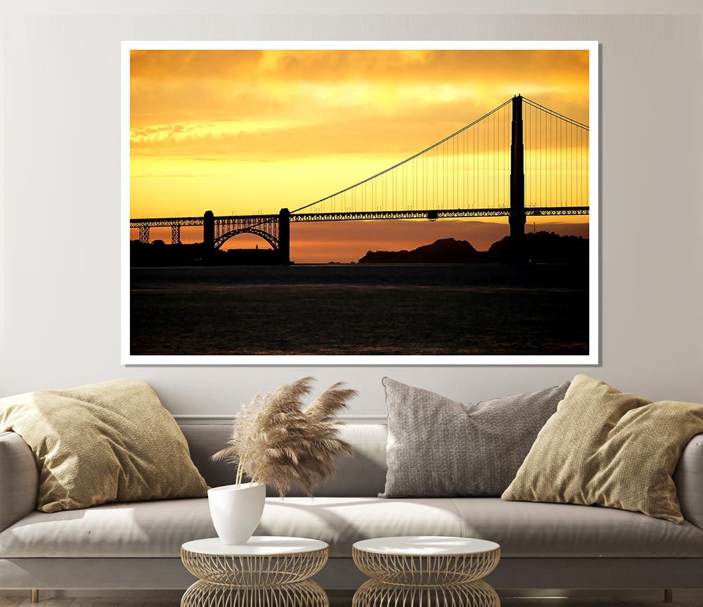 Golden Gate Bridge Sunset Print Poster Wall Art