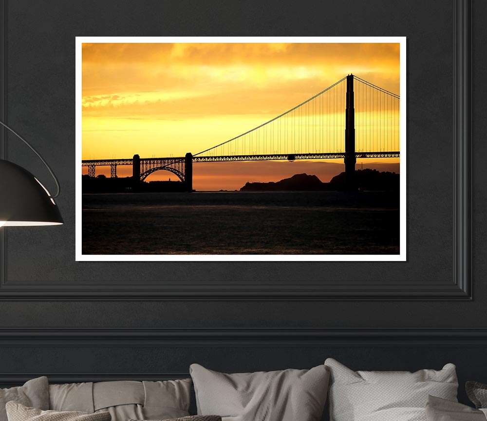 Golden Gate Bridge Sunset Print Poster Wall Art