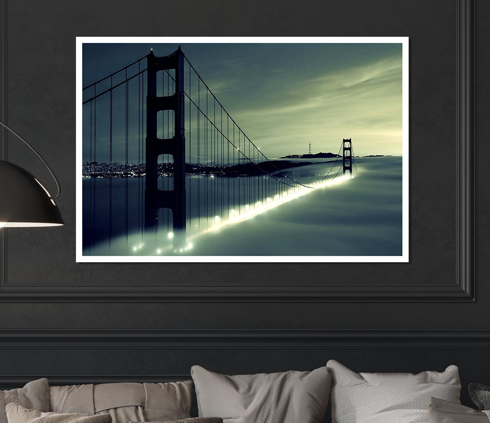 Golden Gate Bridge Light In The Fog Print Poster Wall Art