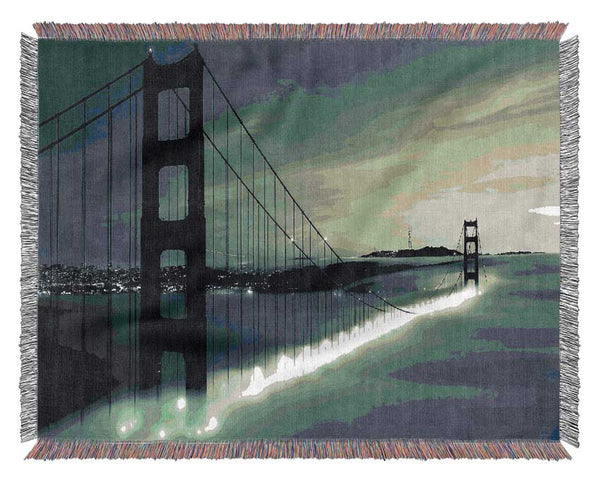 Golden Gate Bridge Light In The Fog Woven Blanket