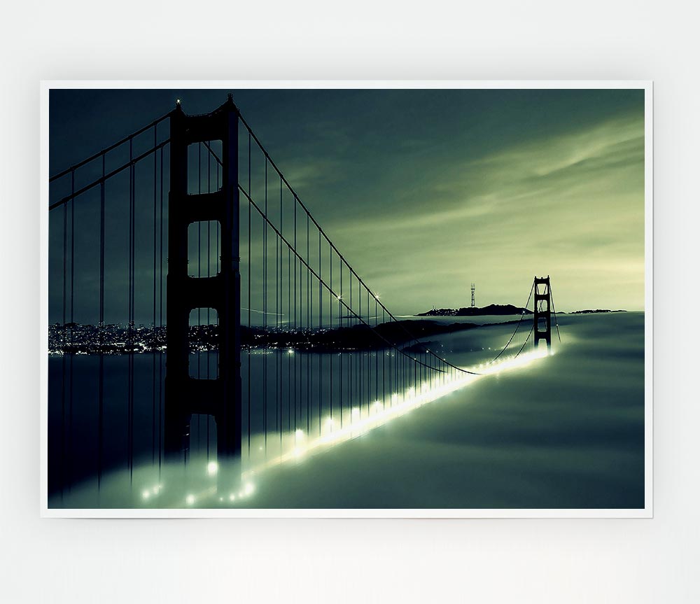 Golden Gate Bridge Light In The Fog Print Poster Wall Art