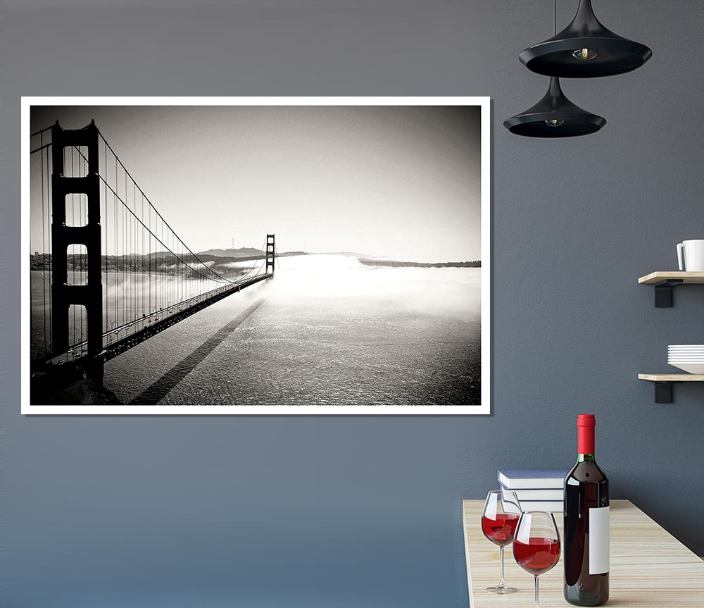 Golden Gate Bridge Black And White Print Poster Wall Art