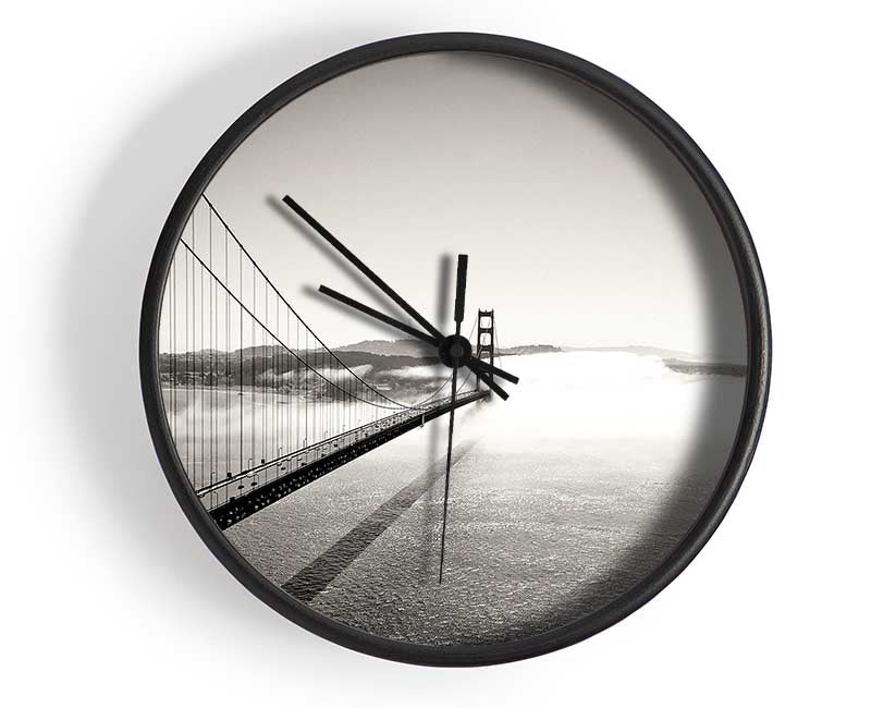 Golden Gate Bridge Black And White Clock - Wallart-Direct UK