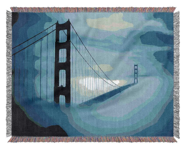 Golden Gate Bridge Fog Woven Blanket