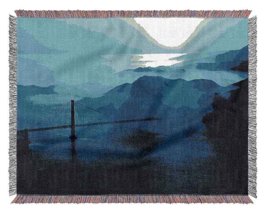 Golden Gate Bridge Morning Mist Woven Blanket