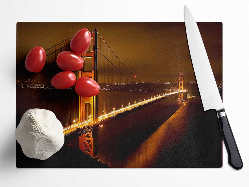 Golden Gate Bridge Nights Glass Chopping Board