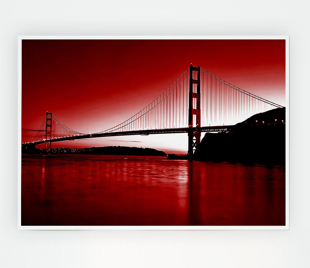 Golden Gate Bridge Red Print Poster Wall Art