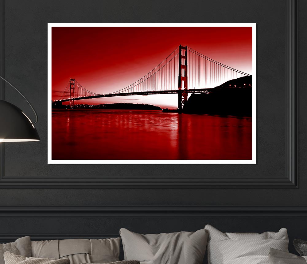 Golden Gate Bridge Red Print Poster Wall Art