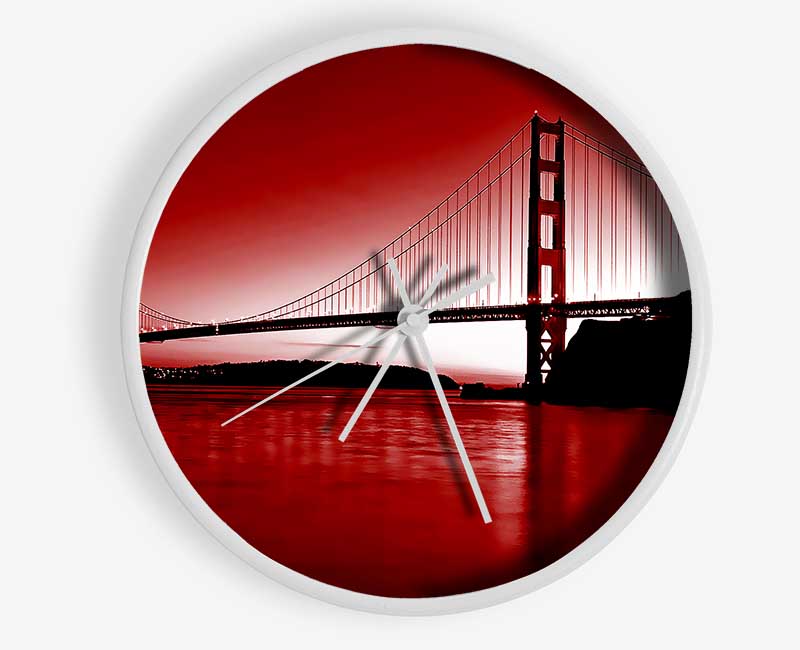 Golden Gate Bridge Red Clock - Wallart-Direct UK
