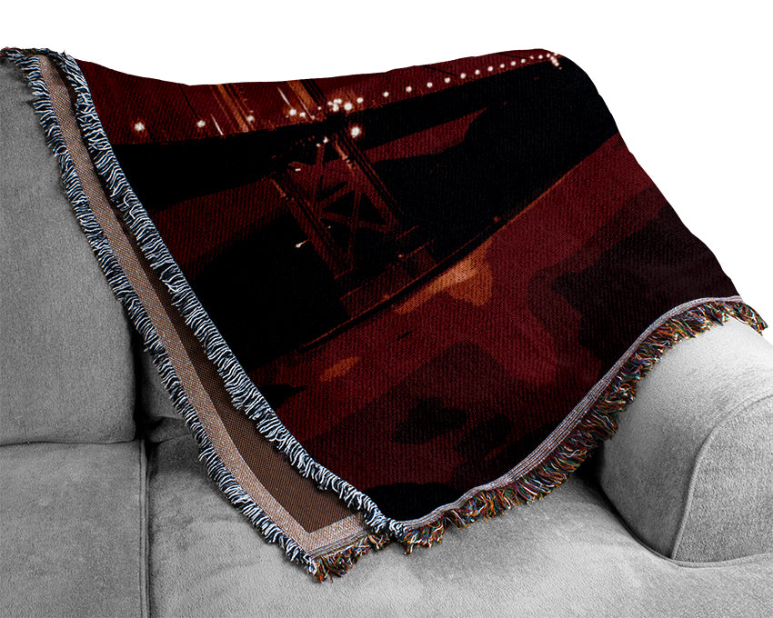 Golden Gate Bridge Twins Red Woven Blanket