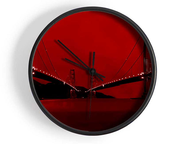 Golden Gate Bridge Twins Red Clock - Wallart-Direct UK