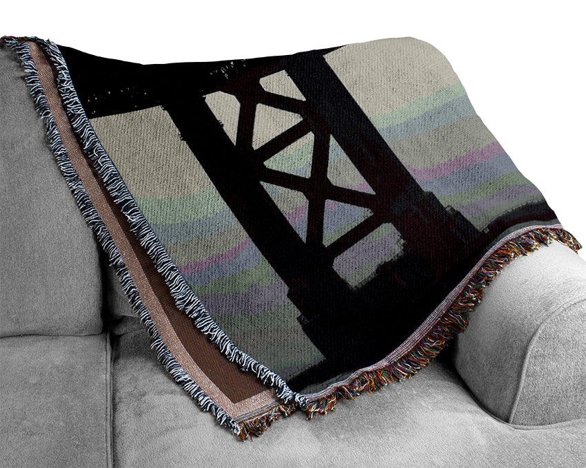 Golden Gate In Fog Woven Blanket