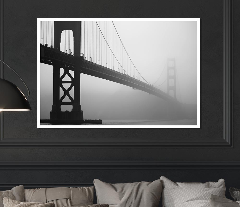 Golden Gate In Fog Print Poster Wall Art