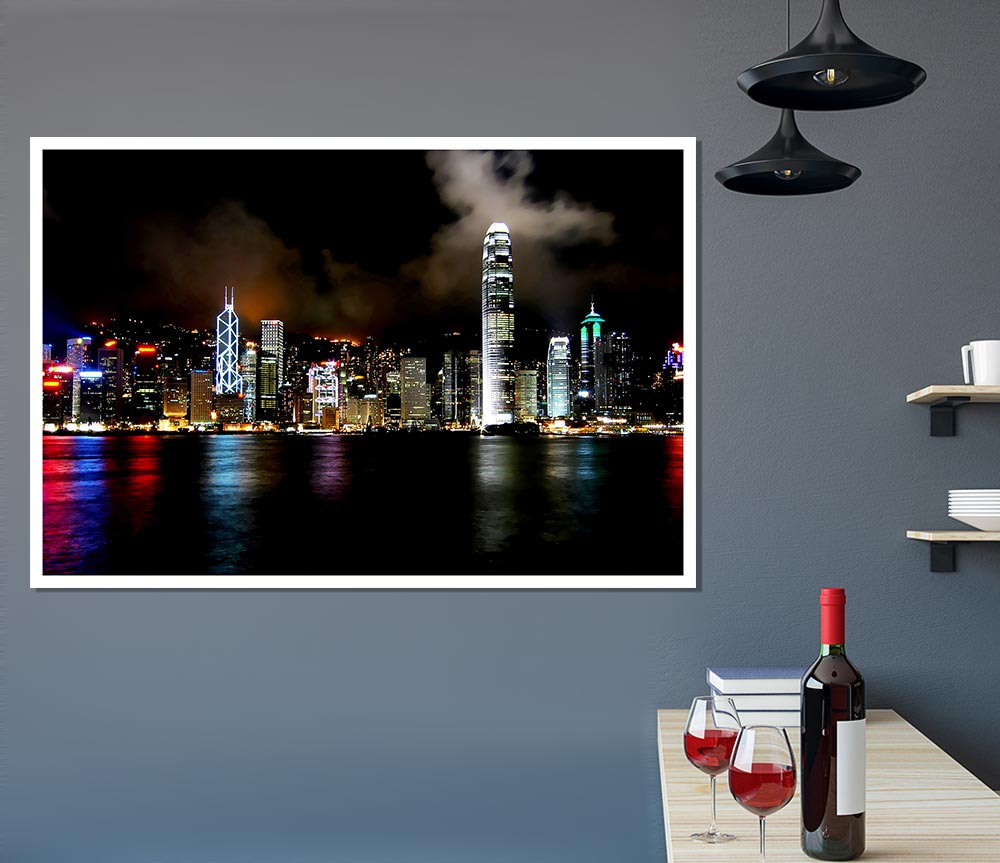 Hong Kong Cloudy Nights Print Poster Wall Art