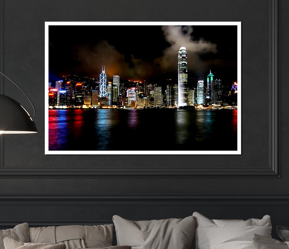 Hong Kong Cloudy Nights Print Poster Wall Art