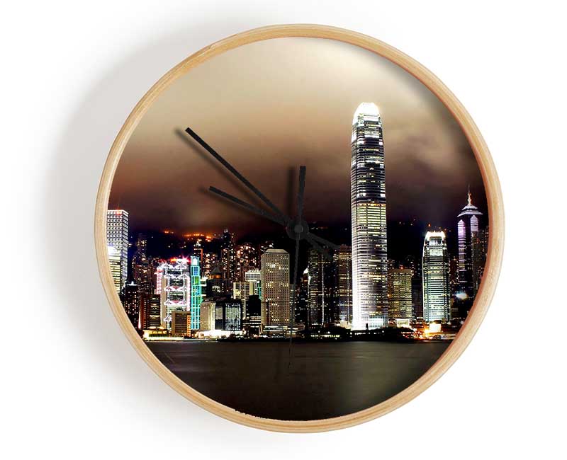 Hong Kong Harbour Brown Clock - Wallart-Direct UK