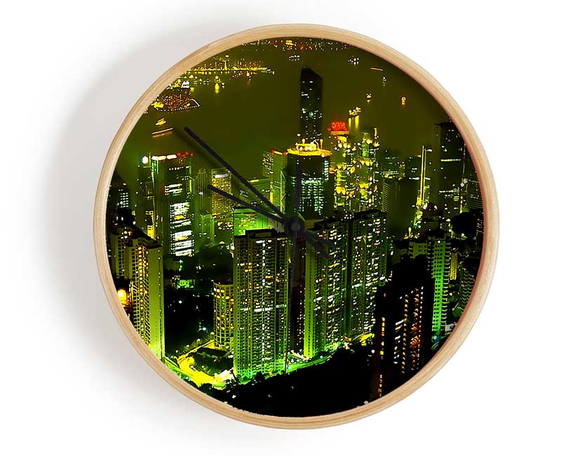 Hong Kong Bay Green Clock - Wallart-Direct UK