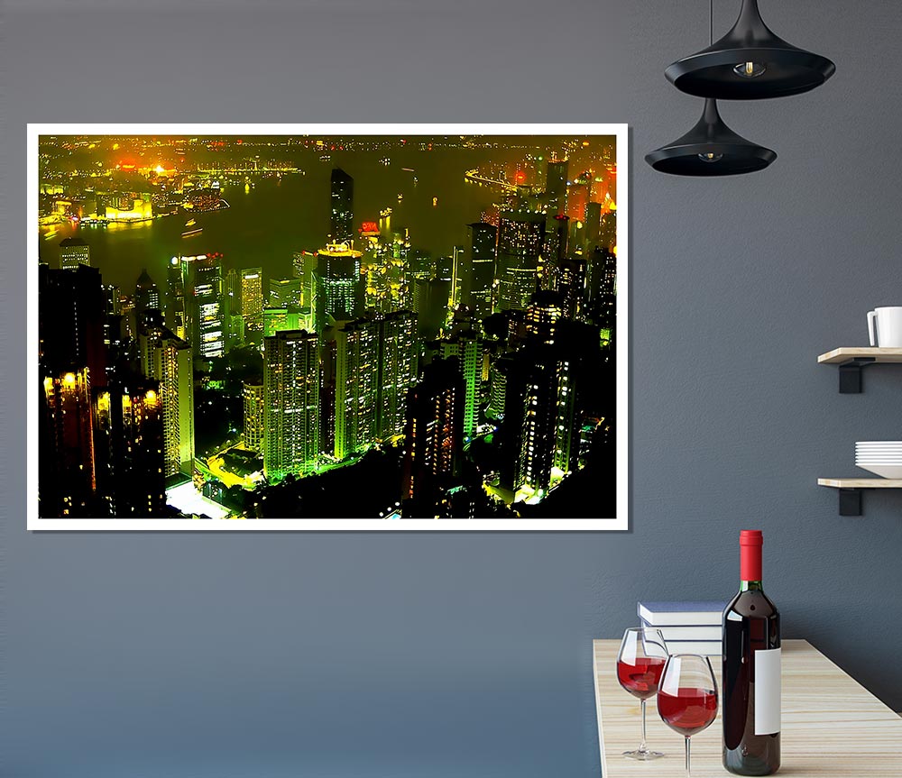 Hong Kong Bay Green Print Poster Wall Art