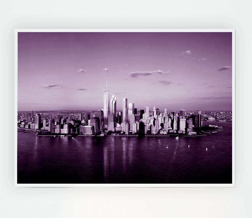 Hong Kong From Afar Purple Print Poster Wall Art