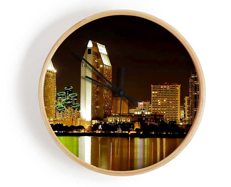 Hong Kong Golden Lights Clock - Wallart-Direct UK