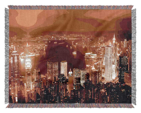 Hong Kong Harbour Nights Woven Blanket