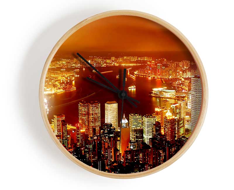 Hong Kong Harbour Nights Clock - Wallart-Direct UK