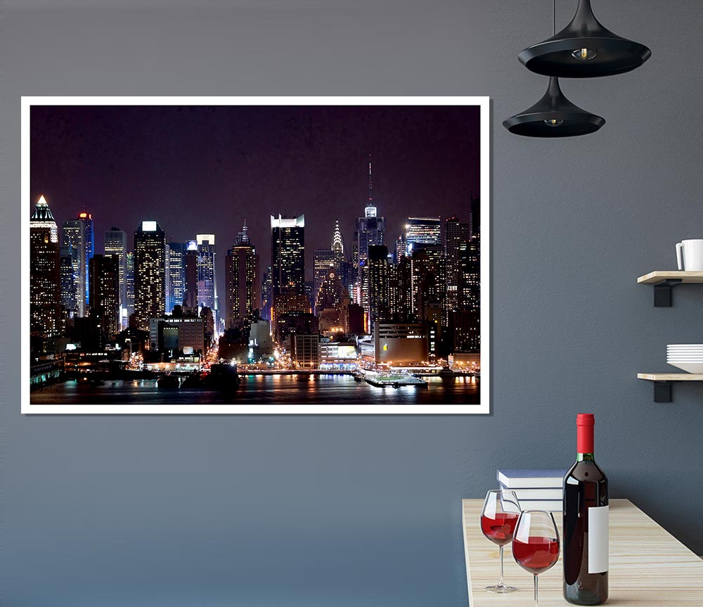 Hong Kong Night Glow Print Poster Wall Art