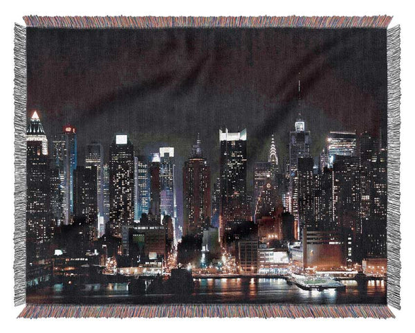 Hong Kong Night Glow Woven Blanket