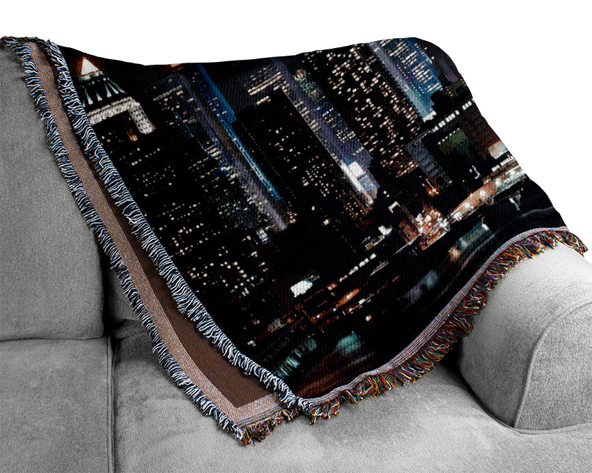 Hong Kong Night Glow Woven Blanket