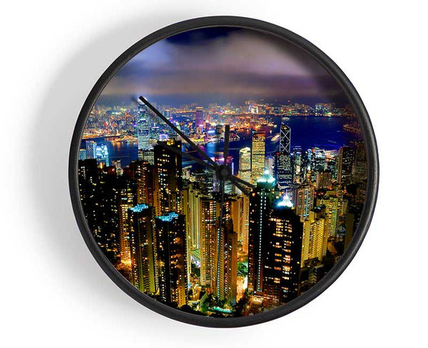 Hong Kong Night Light Clock - Wallart-Direct UK