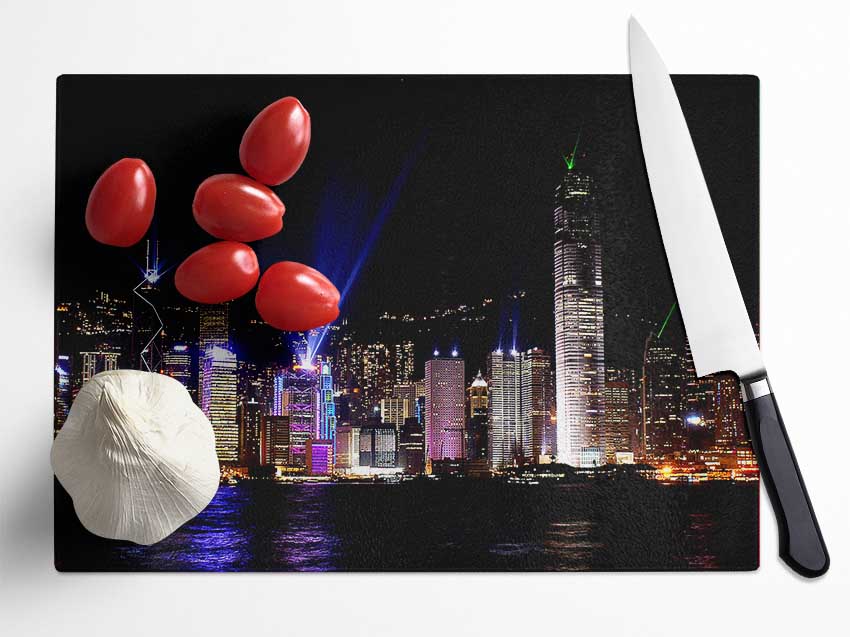 Hong Kong Skyline Glass Chopping Board