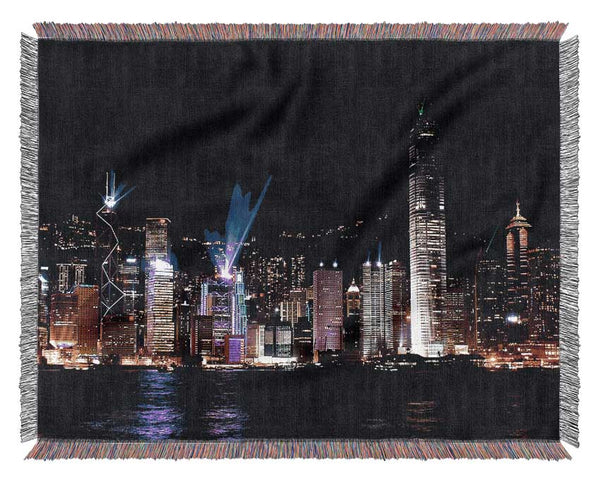 Hong Kong Skyline Woven Blanket