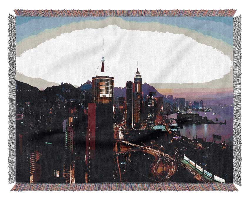 Hong Kong Surreal Nights Woven Blanket