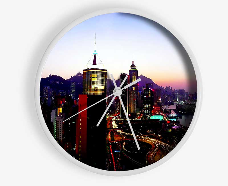 Hong Kong Surreal Nights Clock - Wallart-Direct UK