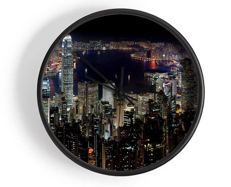 Hong Kong Waters At Night Clock - Wallart-Direct UK