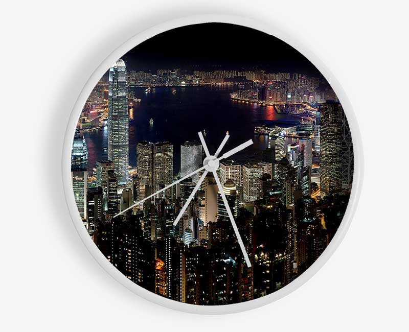 Hong Kong Waters At Night Clock - Wallart-Direct UK